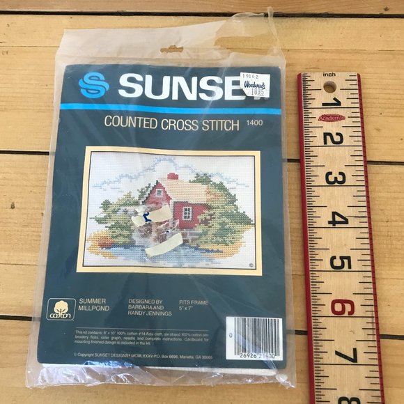 Summer Millpond Sunset Counted Cross Stitch Kit #1400 5x7" Vintage 1985 - Picture 1 of 3